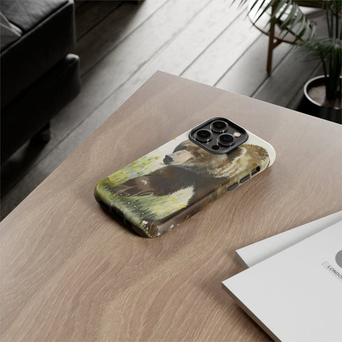 Grizzly Bear in a Field - Impact Resistant Phone Case